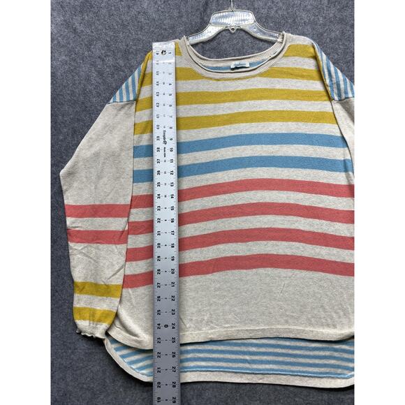 Sundance Sweater Womens Large Multicolor Striped Crewneck Pullover High Low Hem - Picture 3 of 8